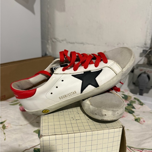 GGDB White Sneakers with Red Laces - Picture 2 of 5